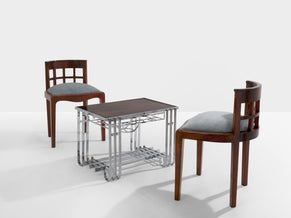 French modernist walnut boat bar table nickel-plated 1930s