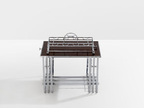 French modernist walnut boat bar table nickel-plated 1930s