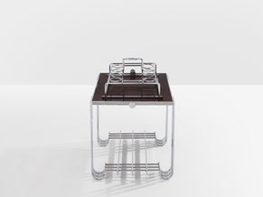 French modernist walnut boat bar table nickel-plated 1930s