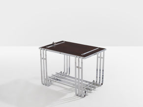 French modernist walnut boat bar table nickel-plated 1930s