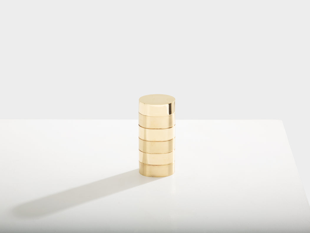 Gabriella Crespi petite boîte laiton brossé et poli signée vers 1970  