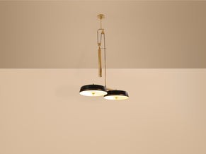 Gaetano Sciolari for Stilnovo painted metal brass pulley chandelier 1950