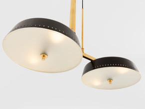 Gaetano Sciolari for Stilnovo painted metal brass pulley chandelier 1950