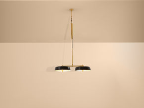 Gaetano Sciolari for Stilnovo painted metal brass pulley chandelier 1950