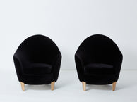 Pair of armchairs Garouste & Bonetti ‘Koala’ bronze black velvet 1995