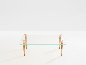 Garouste & Bonetti solid oak and bronze glass coffee table 1995