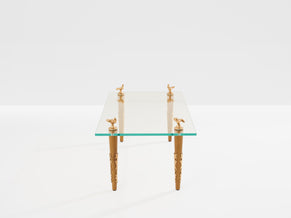 Garouste & Bonetti solid oak and bronze glass coffee table 1995