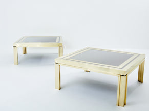Giacomo Sinopoli brushed brass stainless steel coffee tables 1970s