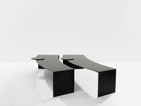 Gilles Derain paire de tables basses métal édition Lumen 1986