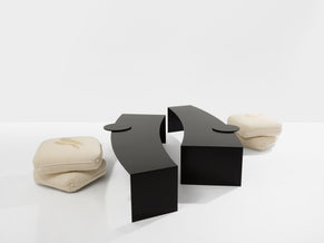 Gilles Derain paire de tables basses métal édition Lumen 1986