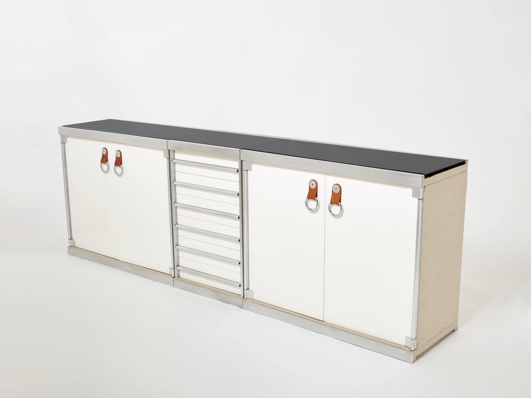 Guido Faleschini for Hermès sideboard cabinets lacquered steel leather 1970s