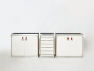Guido Faleschini for Hermès sideboard cabinets lacquered steel leather 1970s