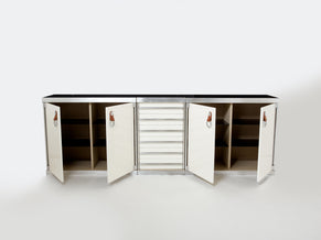 Guido Faleschini pour Hermès cabinets laqués acier et cuir vers 1970