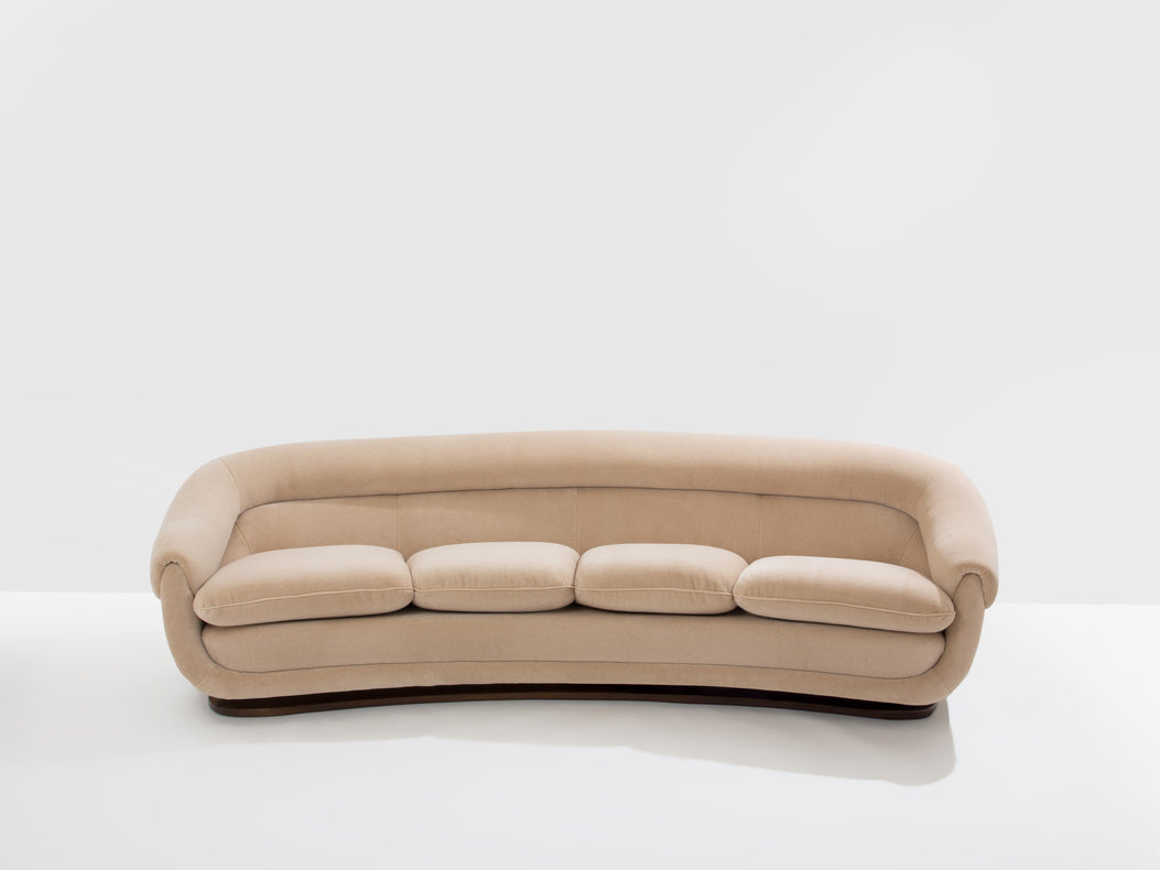 Isa Bergamo large Art Deco walnut mohair velvet sofa 1940s