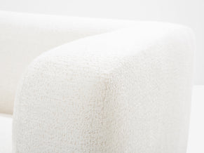 Italian brutalist sofa solid walnut and white chenille velvet 1960s