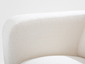 Italian brutalist sofa solid walnut and white chenille velvet 1960s