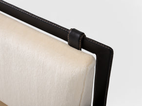 Jacques Adnet paire de fauteuils cuir noir et velours de mohair 1950