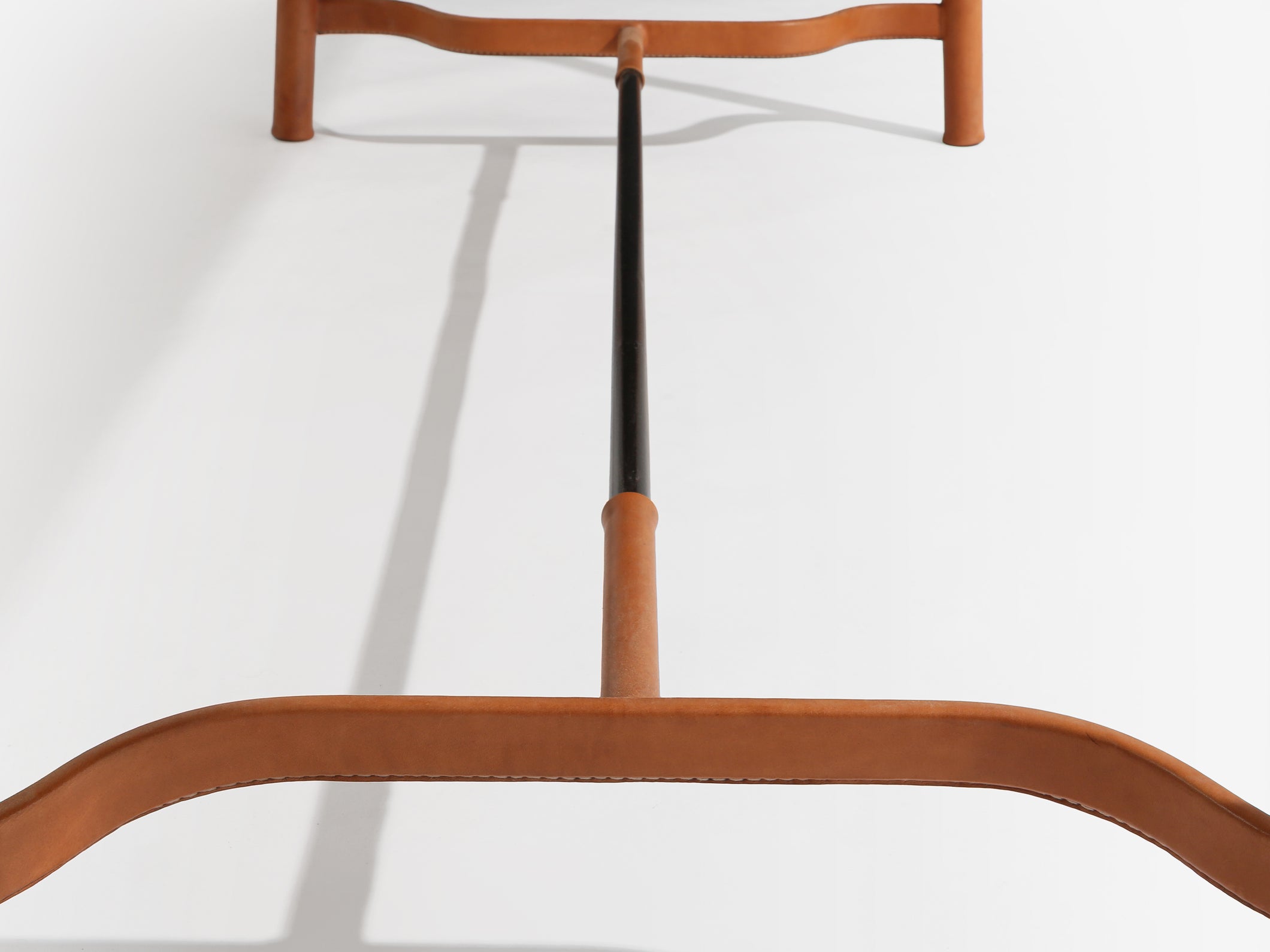 Jacques Adnet oakwood and red leather dining table 1950