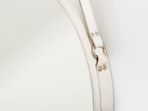 Jacques Adnet miroir cuir crème original vers 1940