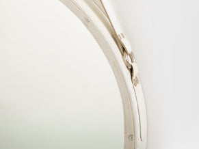 Jacques Adnet miroir cuir crème original vers 1940