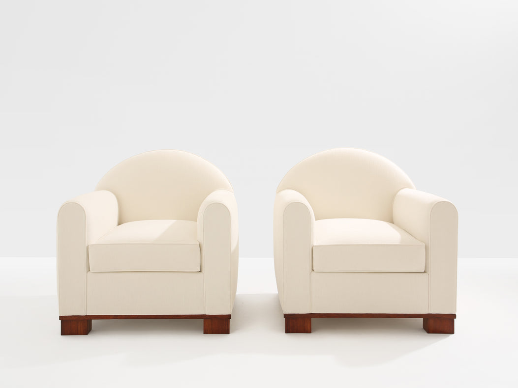 Jacques Adnet pair of modernist club chairs rosewood 1931