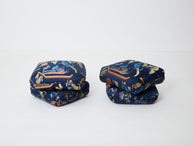 Jacques Charpentier for Maison Jansen pair of ottomans blue Dedar upholstery 1970s