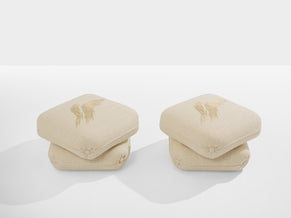 Jacques Charpentier pour Jansen paire de poufs lin brodé 1970 