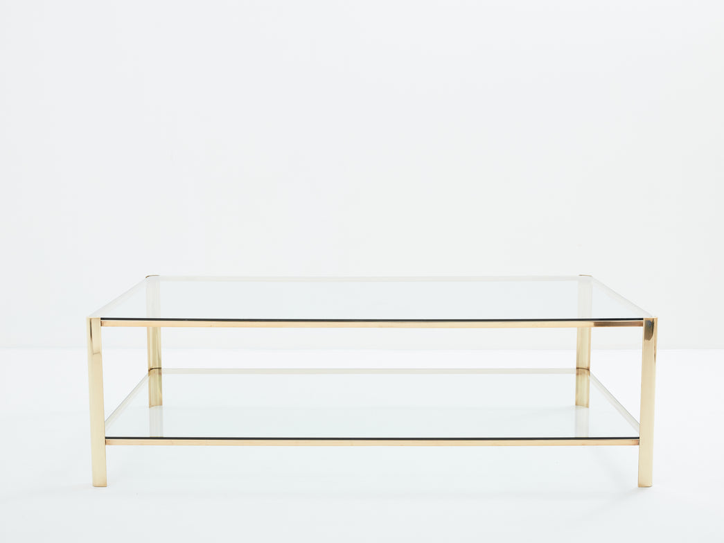 Two-tier Bronze coffee table by J.T. Lepelletier for Broncz 1960s