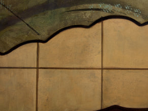 Paravent japonais Byobu à six panneaux sur papier période Edo 19ème