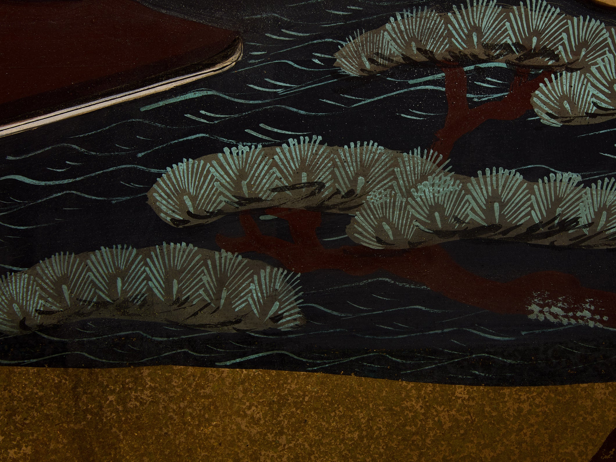 Paravent japonais Byobu à six panneaux sur papier période Edo 19ème