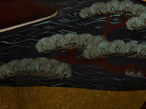 Paravent japonais Byobu à six panneaux sur papier période Edo 19ème