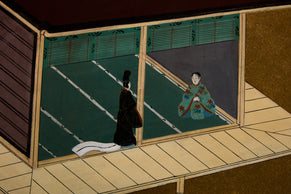 Paravent japonais Byobu à six panneaux sur papier période Edo 19ème