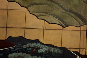 Paravent japonais Byobu à six panneaux sur papier période Edo 19ème