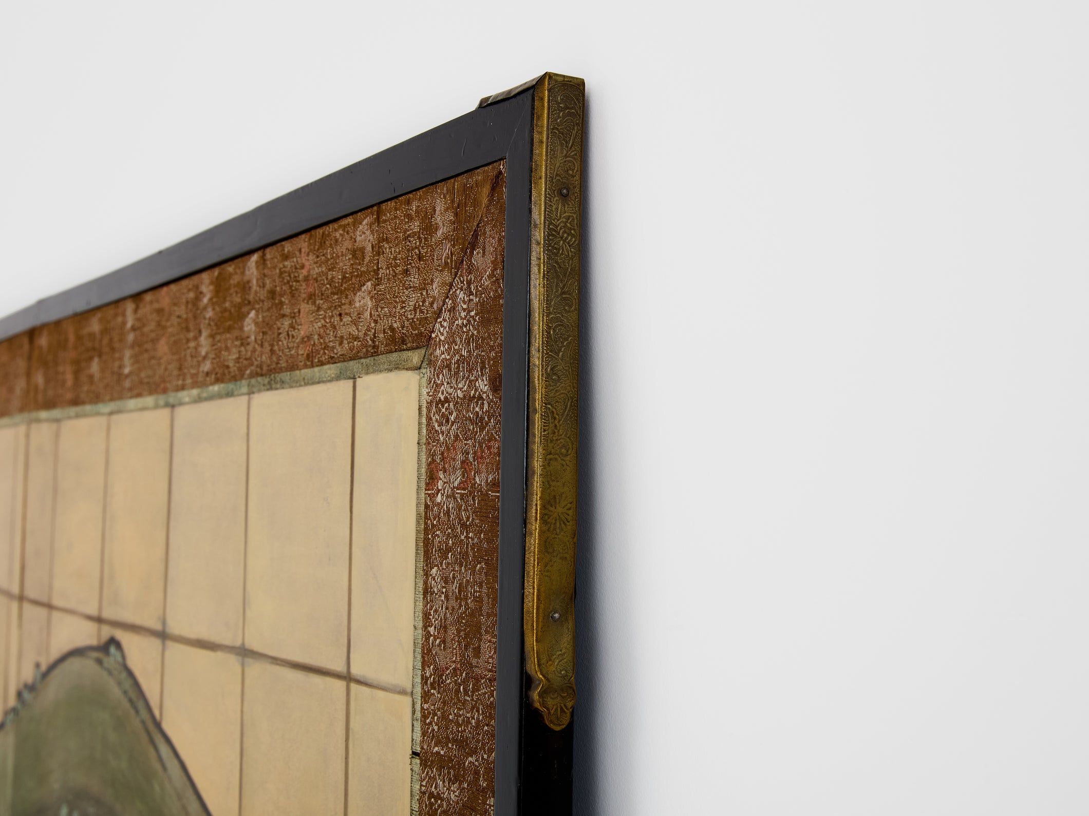 Paravent japonais Byobu à six panneaux sur papier période Edo 19ème