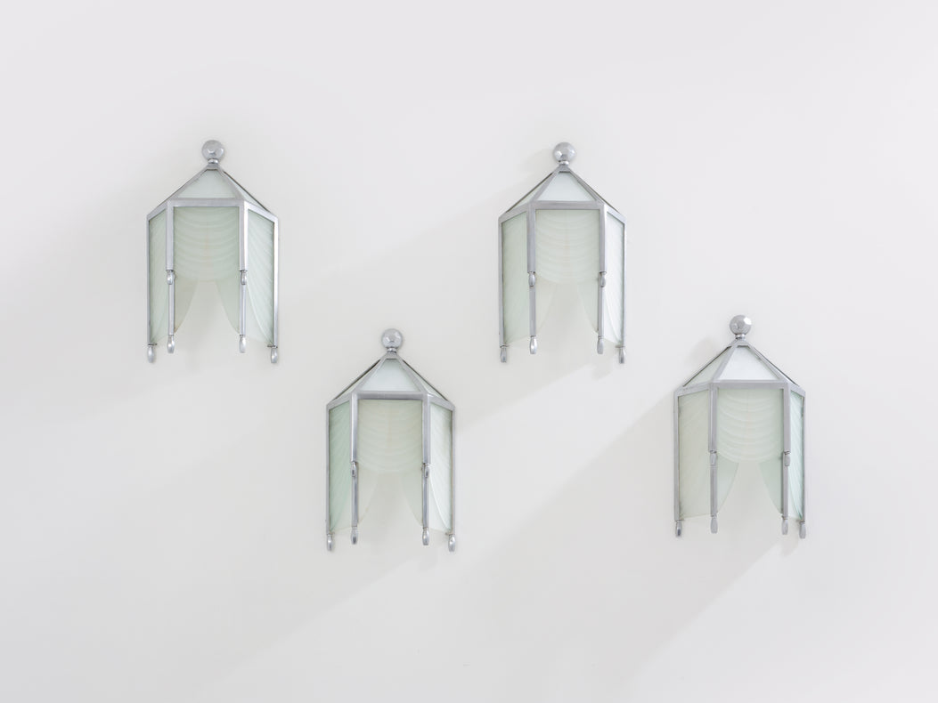 Jean Perzel set of four original cut glass wall lights from 1930s