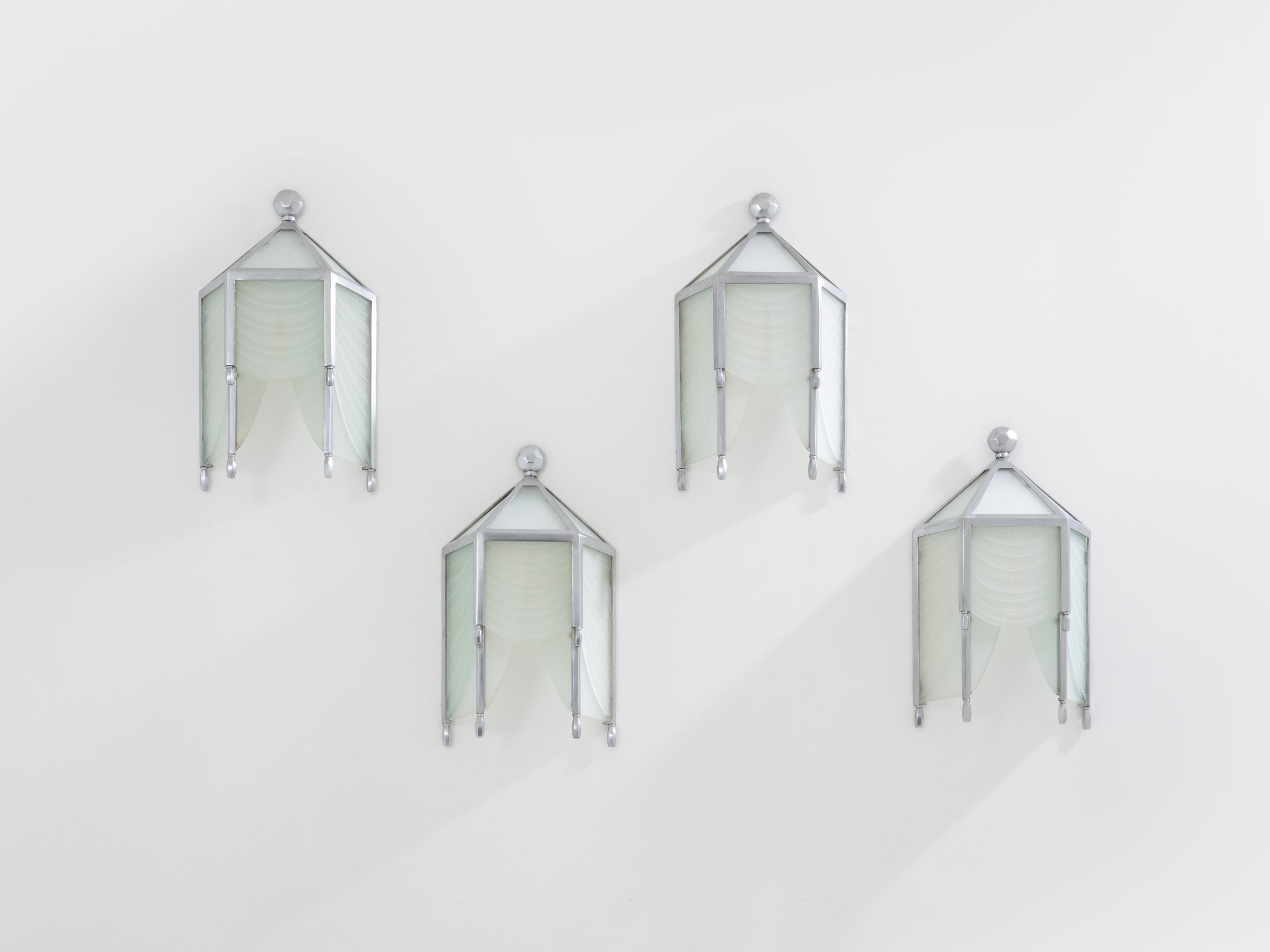 Jean Perzel set of four original cut glass wall lights from 1930s