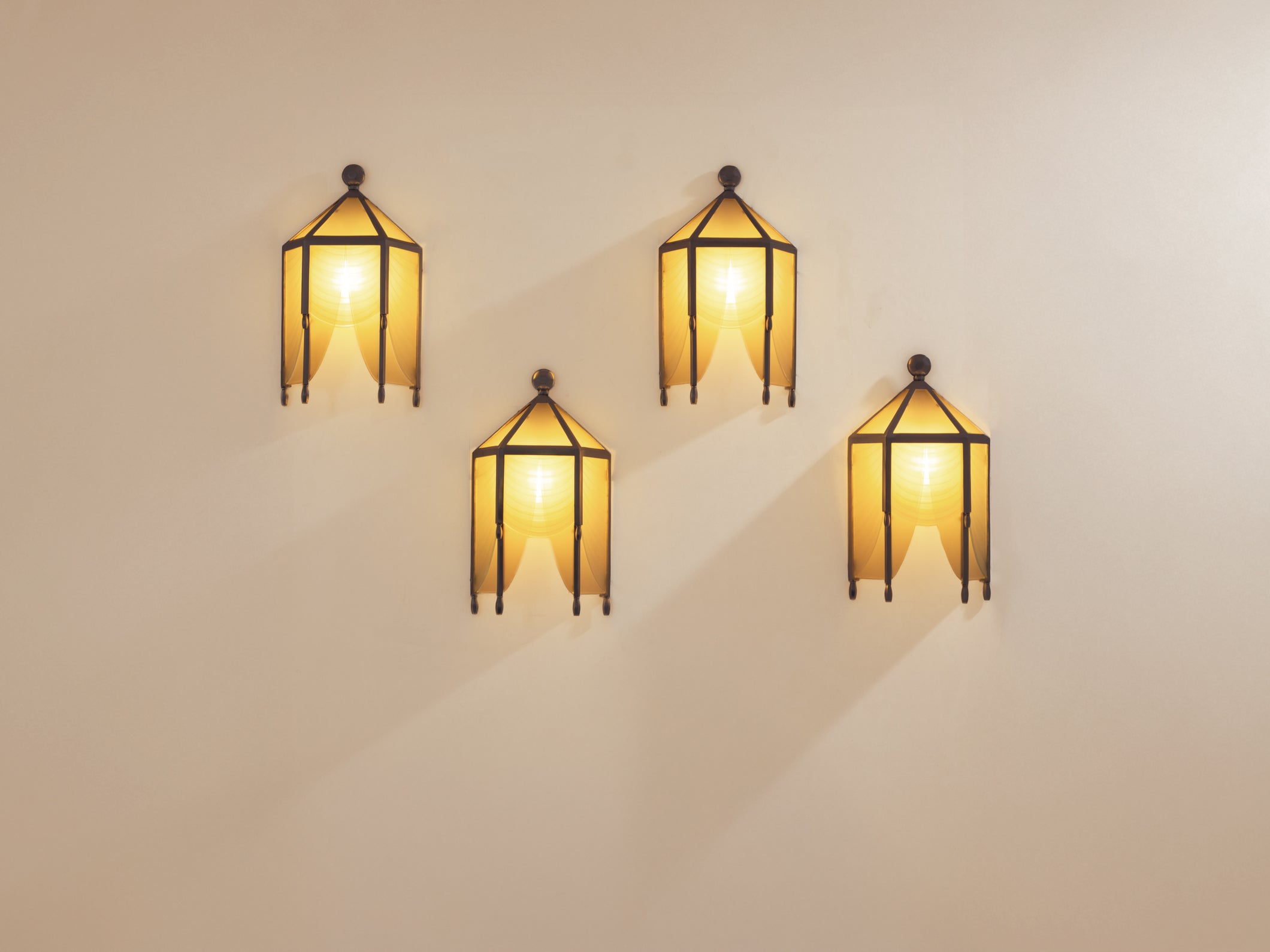 Jean Perzel set of four original cut glass wall lights from 1930s