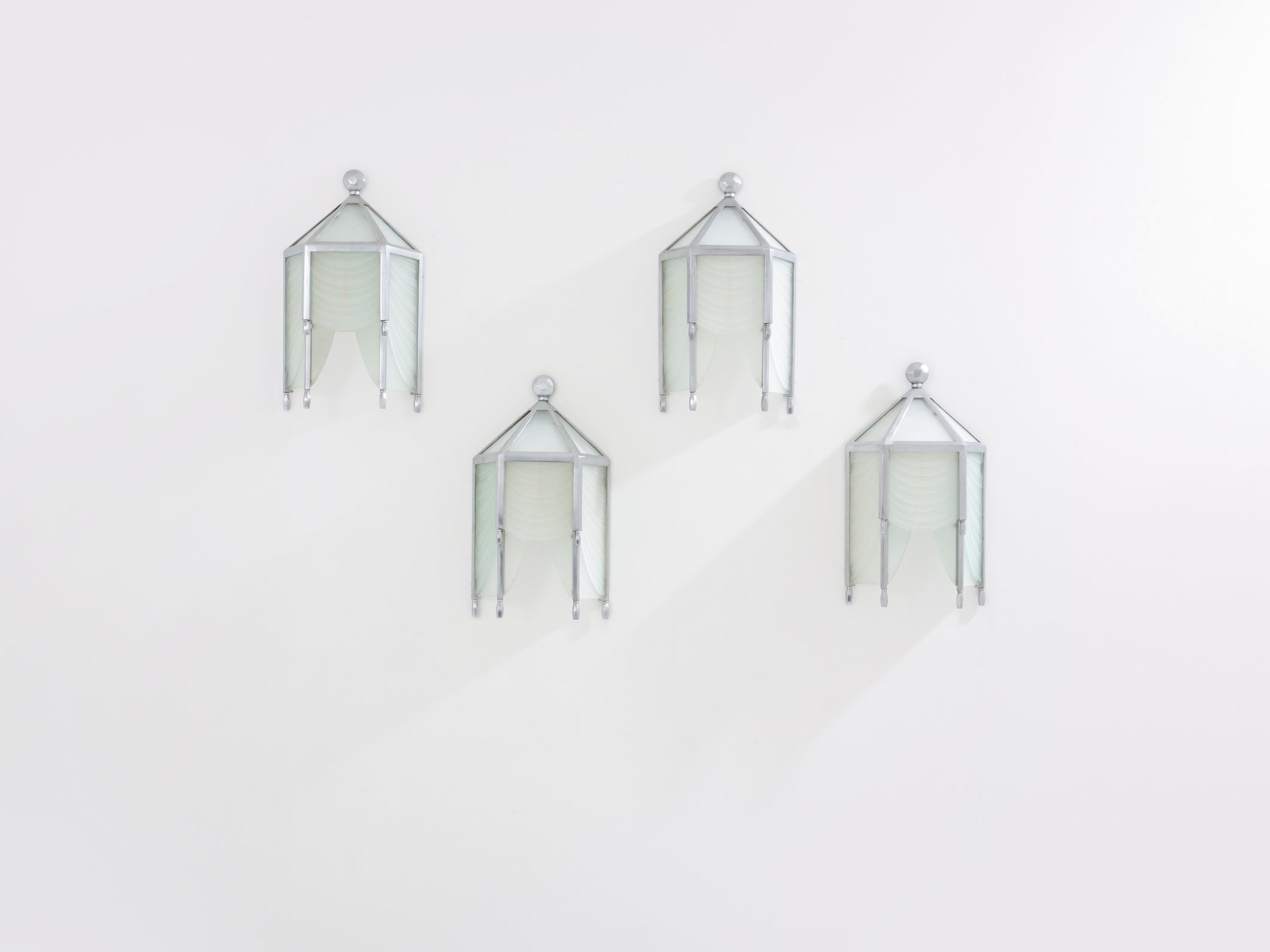Jean Perzel set of four original cut glass wall lights from 1930s