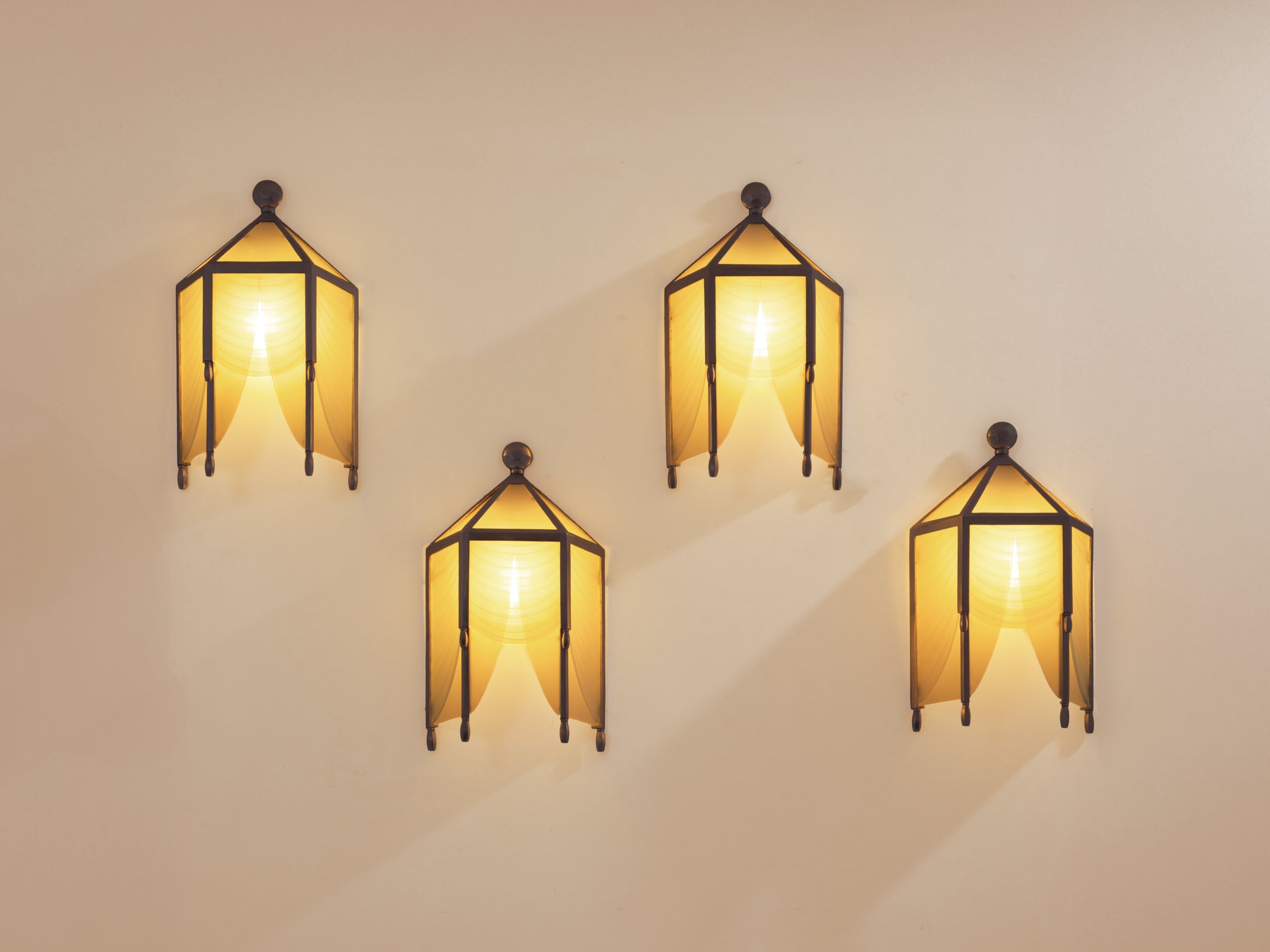Jean Perzel set of four original cut glass wall lights from 1930s