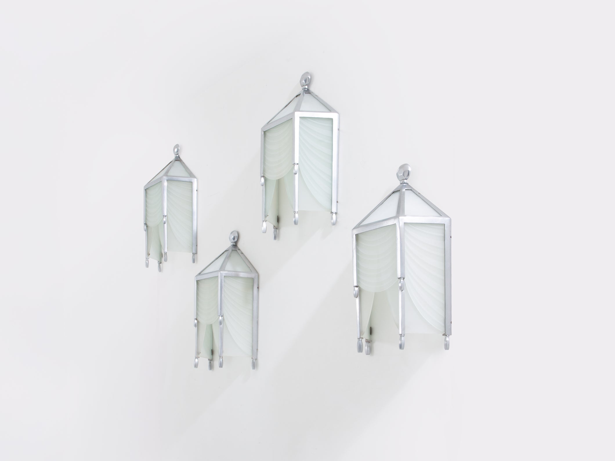 Jean Perzel set of four original cut glass wall lights from 1930s
