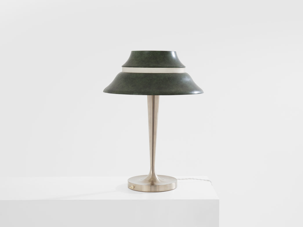 Jean Perzel table lamp nickel and patinated metal 1940s