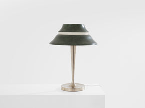 Jean Perzel table lamp nickel and patinated metal 1940s
