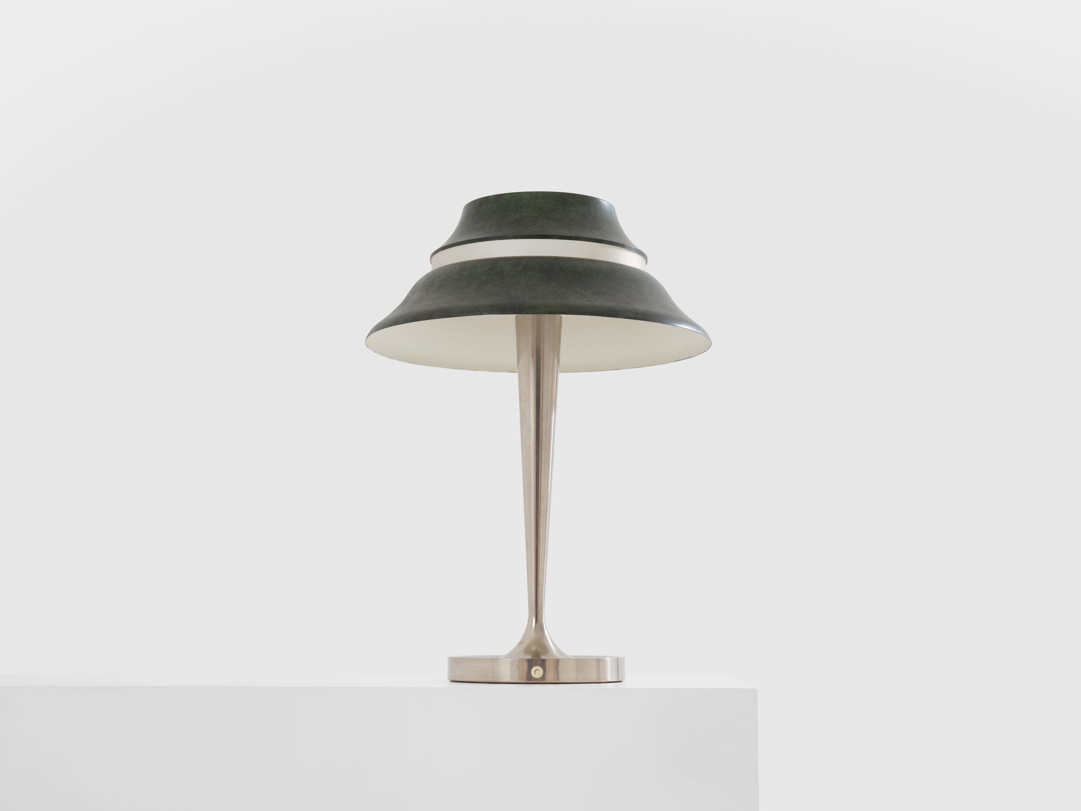 Jean Perzel table lamp nickel and patinated metal 1940s