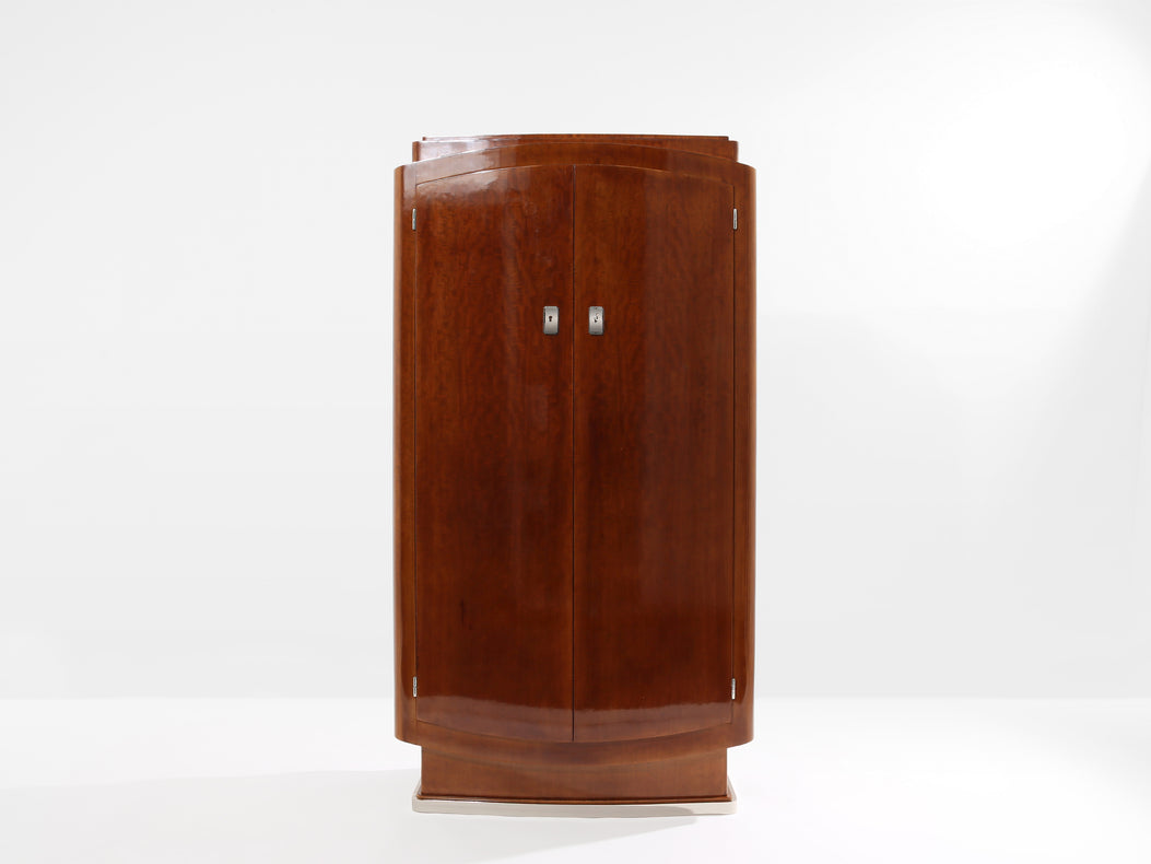 Jules Leleu mahogany cabinet nickeled metal 1930