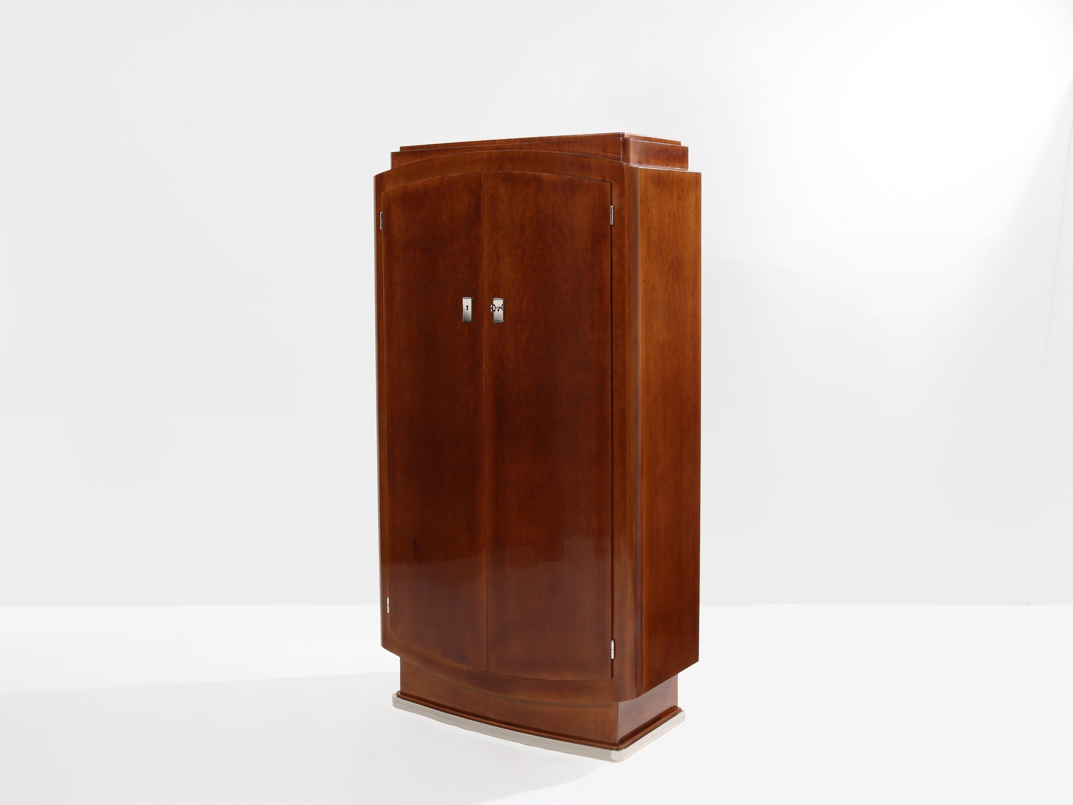 Jules Leleu cabinet acajou flammé et métal nickelé 1930 