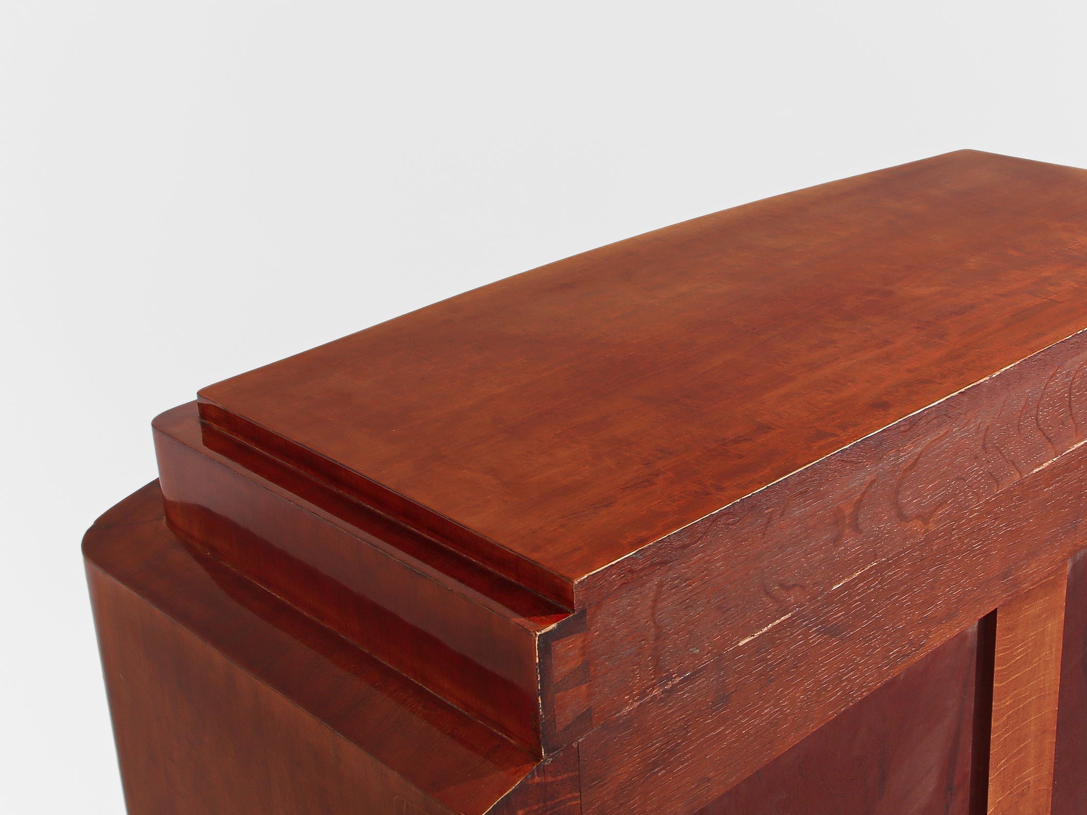 Jules Leleu cabinet acajou flammé et métal nickelé 1930 