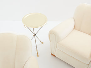 Jules Leleu pair of club armchairs mohair velvet 1940s