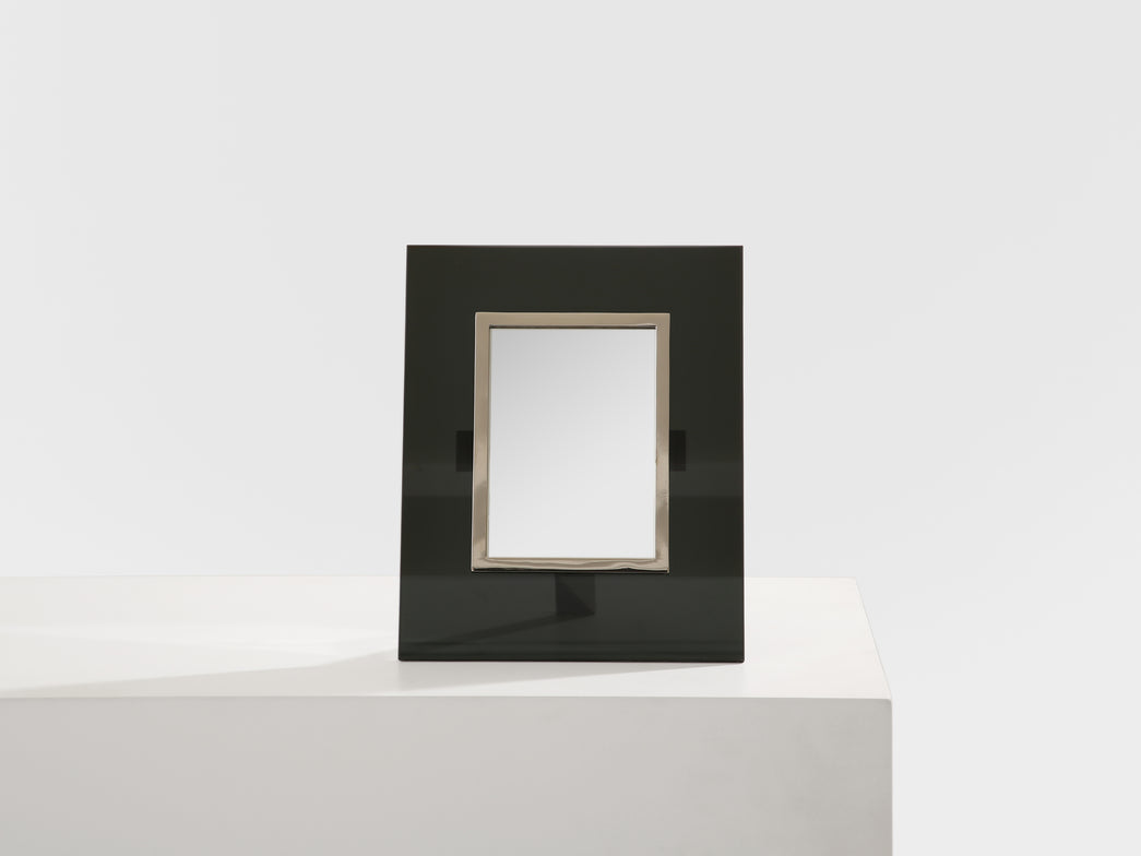 Miroir de table Art Déco métal nickelé verre par La Maison Desny 1930