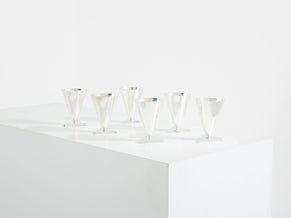 La Maison Desny Art Deco set of 6 silvered metal cocktail cups 1928