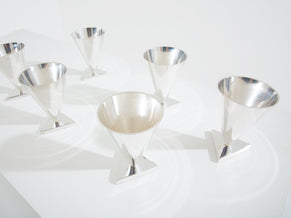 La Maison Desny Art Deco set of 6 silvered metal cocktail cups 1928